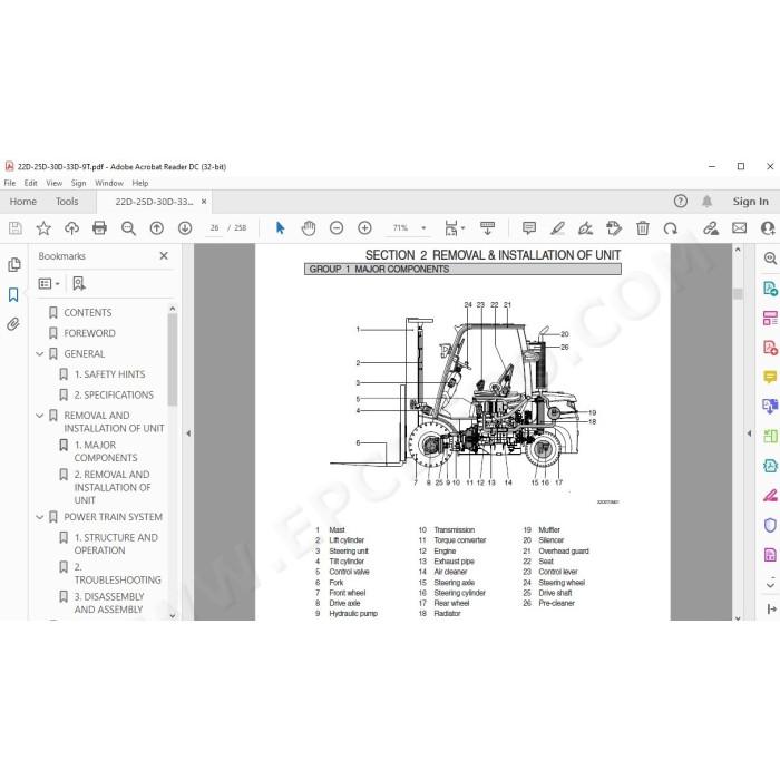 Hyundai Forklift 22D-9T 25D-9T 30D-9T 33D-9T service & repair manual