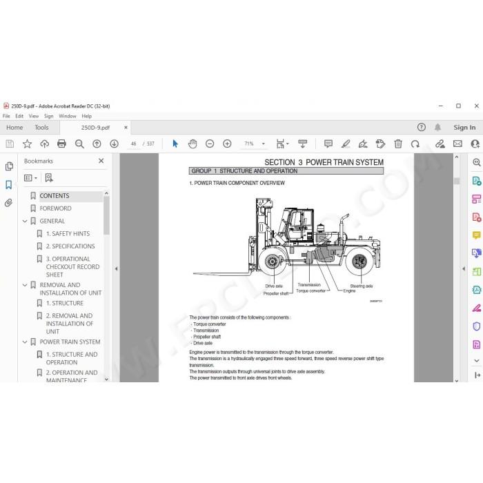 Hyundai Forklift 250D-9 service & repair manual