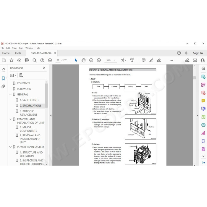Hyundai Forklift 35D-9 40D-9 45D-9 50DA-9 service & repair manual