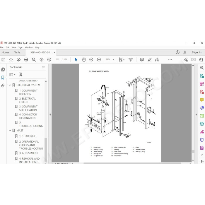 Hyundai Forklift 35D-9 40D-9 45D-9 50DA-9 service & repair manual