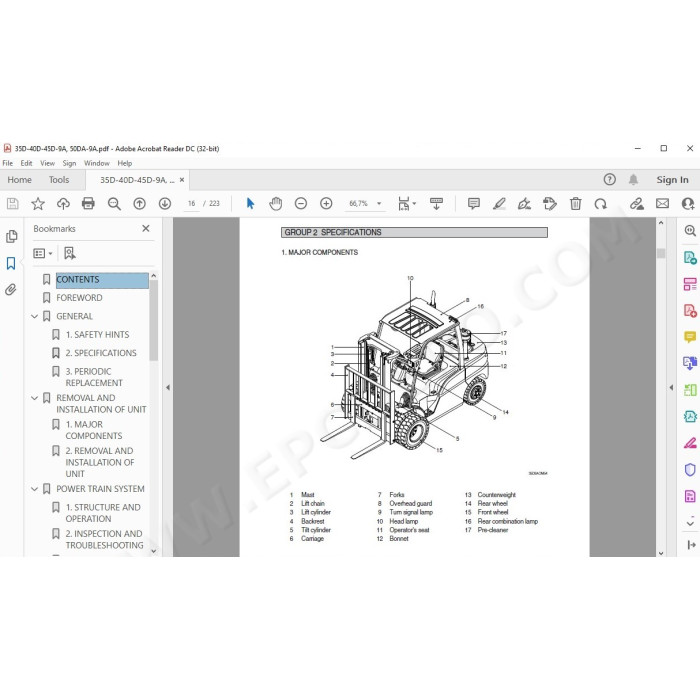 Hyundai Forklift 35D-9A 40D-9A 45D-9A 50DA-9A service & repair manual