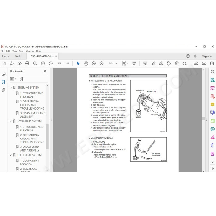 Hyundai Forklift 35D-9A 40D-9A 45D-9A 50DA-9A service & repair manual
