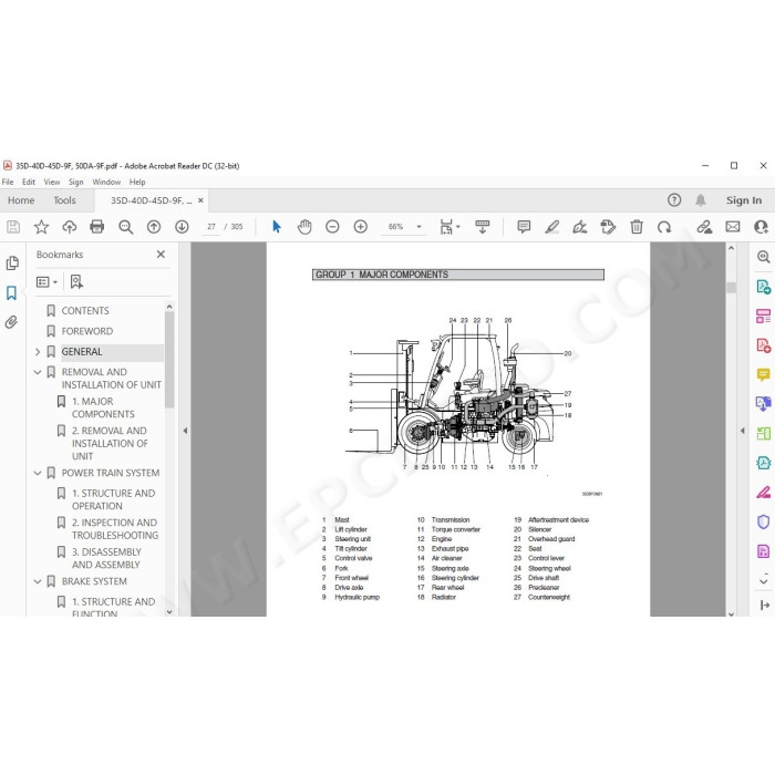 Hyundai Forklift 35D-9F 40D-9F 45D-9F 50DA-9F service & repair manual