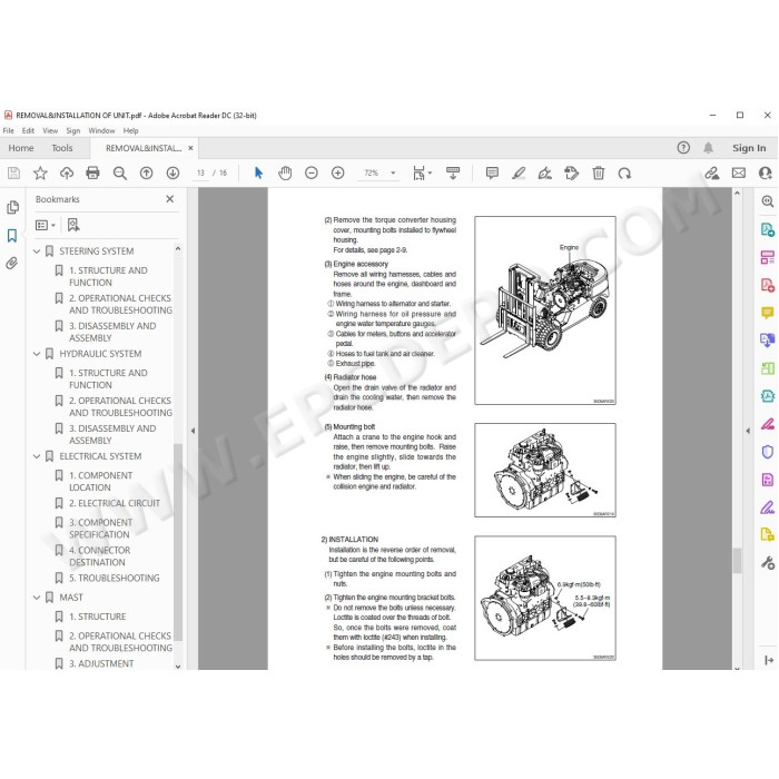 Hyundai Forklift 35D-9K 40D-9K 45D-9K 50DA-9K service & repair manual