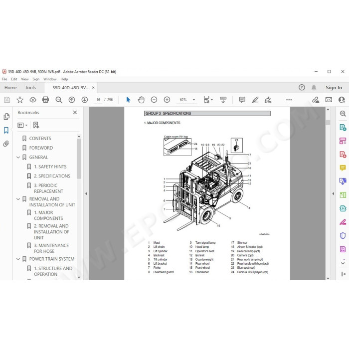 Hyundai Forklift 35D-9VB 40D-9VB 45D-9VB 50DN-9VB service & repair manual