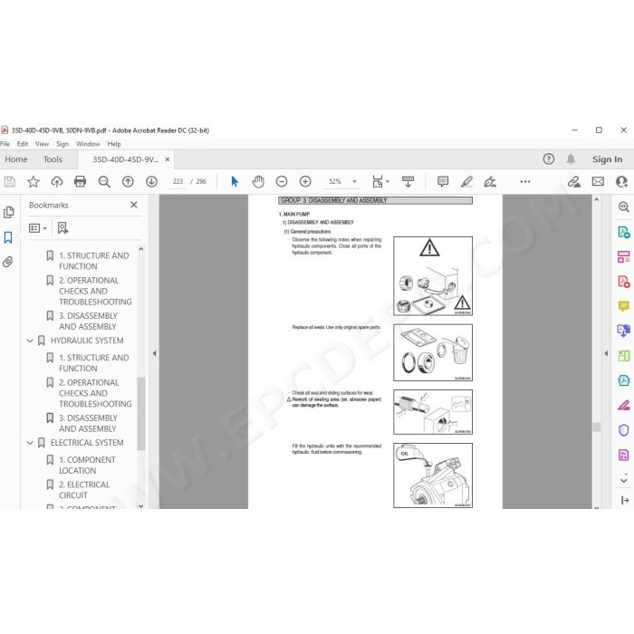 Hyundai Forklift 35D-9VB 40D-9VB 45D-9VB 50DN-9VB service & repair manual