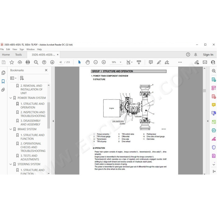 Hyundai Forklift 35DS-7E 40DS-7E 45DS-7E 50DA-7E service & repair manual