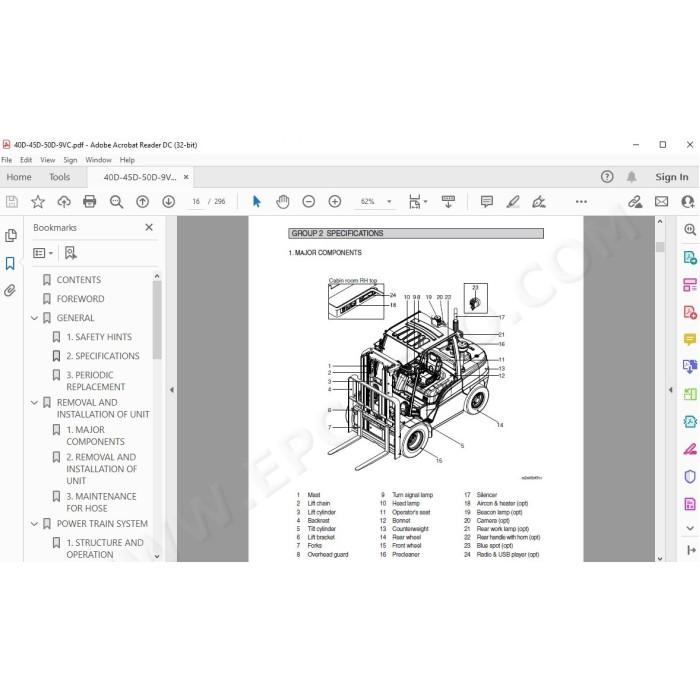 Hyundai Forklift 40D-9VC 45D-9VC 50DN-9VC service & repair manual