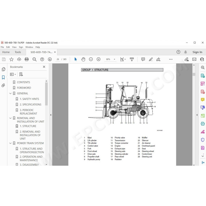Hyundai Forklift 50D-7A 60D-7A 70D-7A service & repair manual