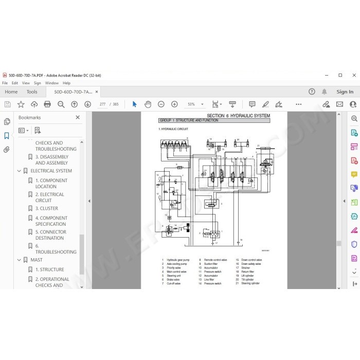 Hyundai Forklift 50D-7A 60D-7A 70D-7A service & repair manual