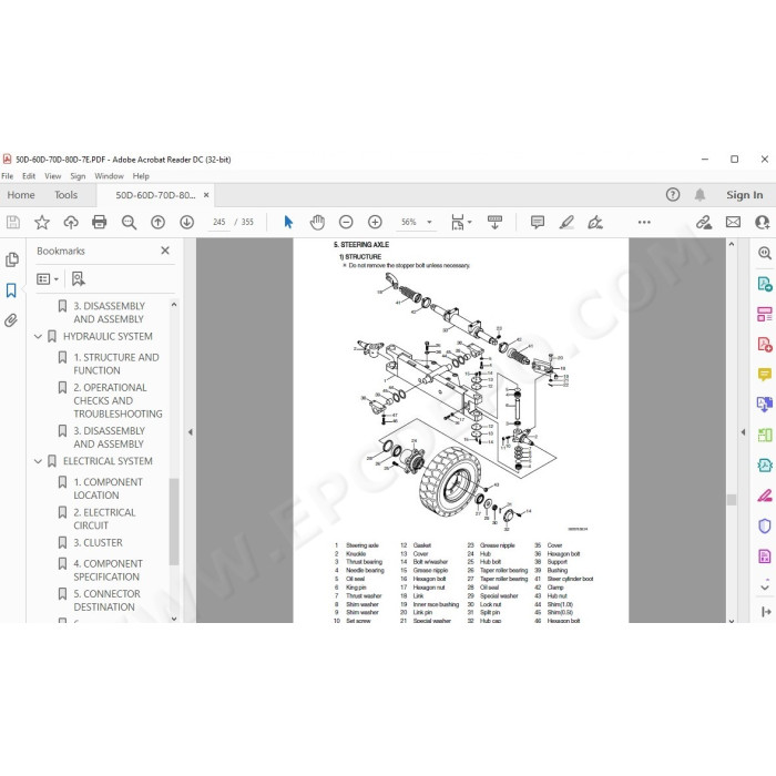 Hyundai Forklift 50D-7E 60D-7E 70D-7E 80D-7E service & repair manual