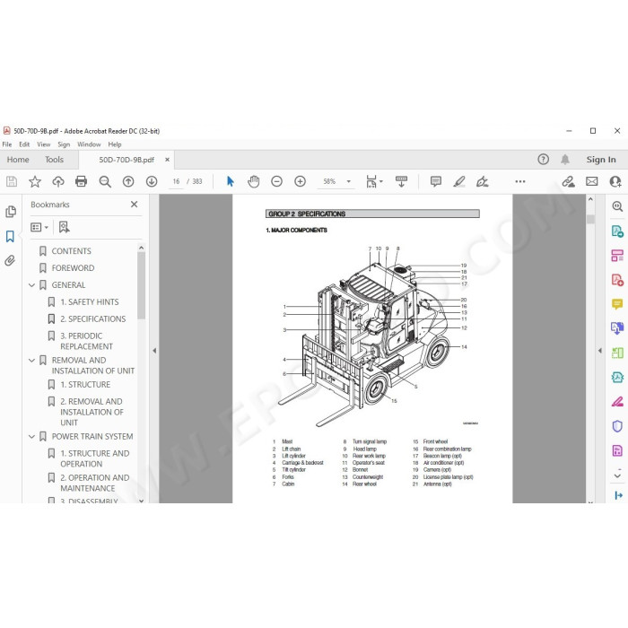 Hyundai Forklift 50D-9B 70D-9B service & repair manual