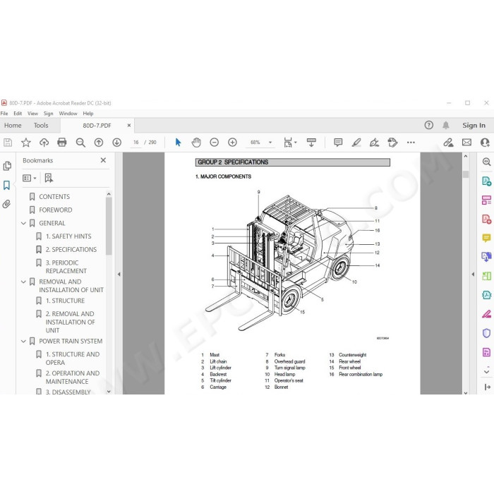 Hyundai Forklift 80D-7 service & repair manual