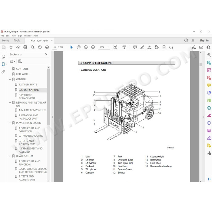 Hyundai Forklift HDF15-3 HDF18-3 service & repair manual