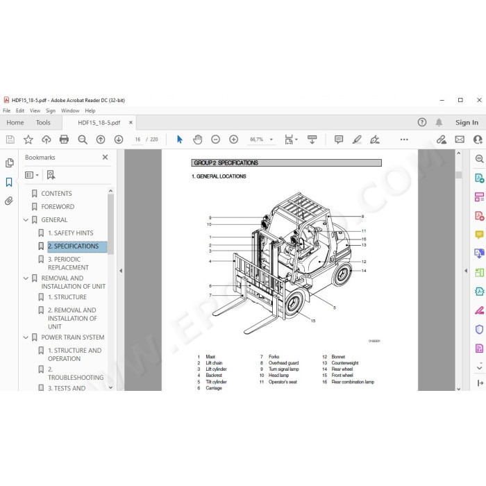 Hyundai Forklift HDF15-5 HDF18-5 service & repair manual