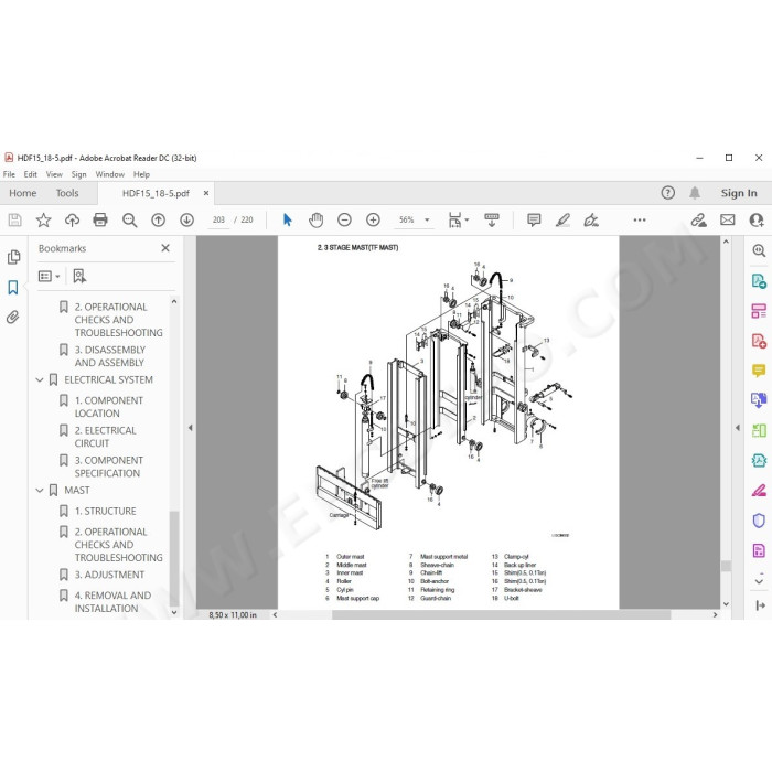Hyundai Forklift HDF15-5 HDF18-5 service & repair manual