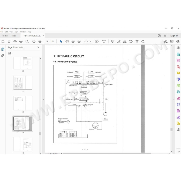 Hyundai Forklift HDF50A HDF70A service & repair manual