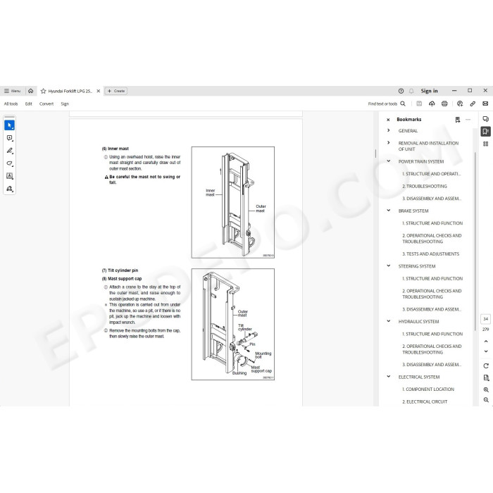 Hyundai Forklift 25L-7M 30L-7M 33L-7M 25G-7M 30G-7M 33G-7M service manual
