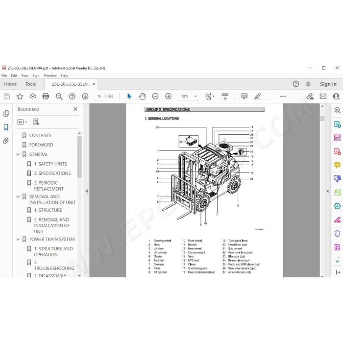 Hyundai Forklift 25L-9A 30L-9A 33L-9A 35LN-9A service & repair manual
