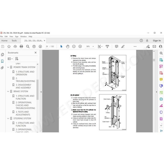 Hyundai Forklift 25L-9A 30L-9A 33L-9A 35LN-9A service & repair manual