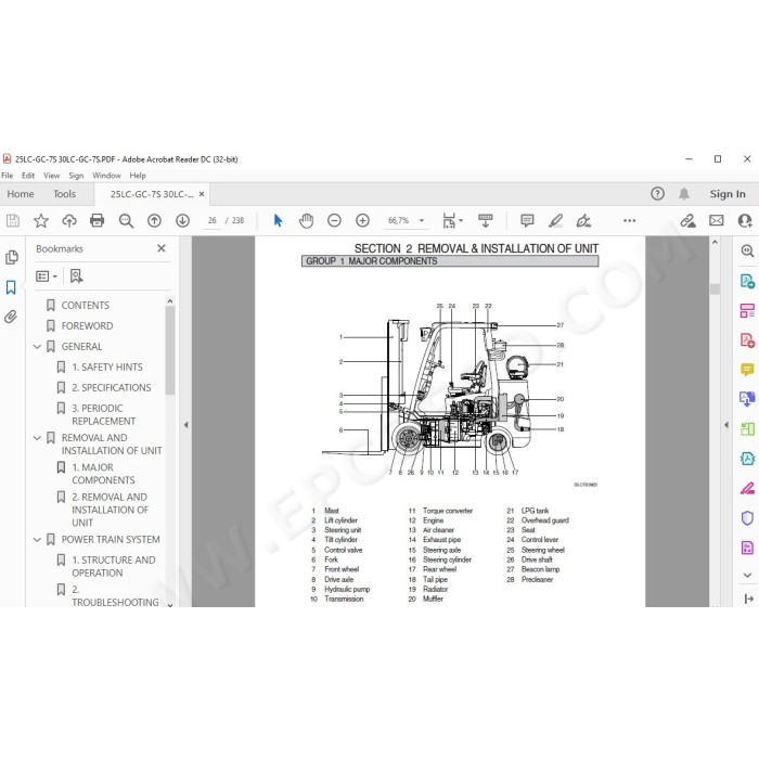 Hyundai Forklift 25LC-7S 25GC-7S 30LC-7S 30GC-7S service & repair manual
