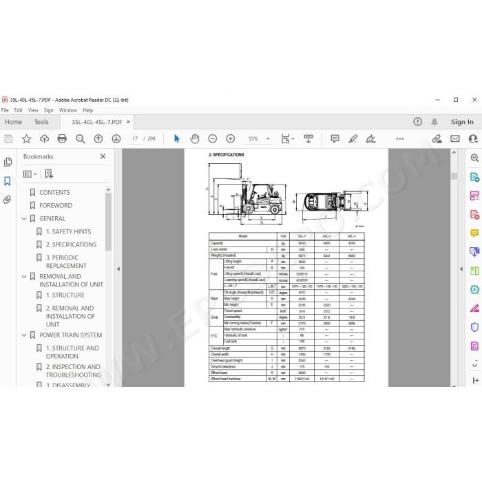 Hyundai Forklift 35L-7 40L-7 45L-7 service & repair manual