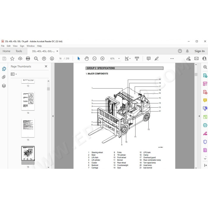 Hyundai Forklift 35L-7A 40L-7A 45L-7A 50L-7A service & repair manual