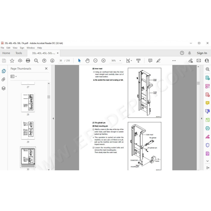 Hyundai Forklift 35L-7A 40L-7A 45L-7A 50L-7A service & repair manual