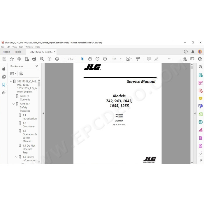 JLG Telehandler 1055 service manual