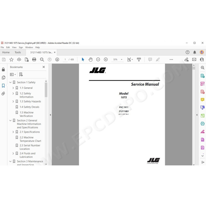 JLG Telehandler 1075 service manual