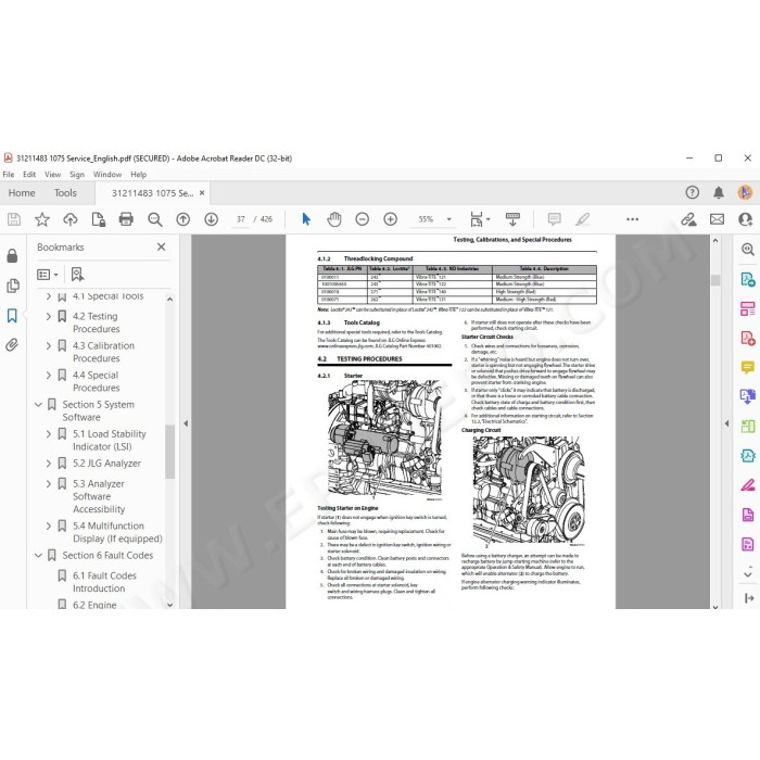 JLG Telehandler 1075 service manual