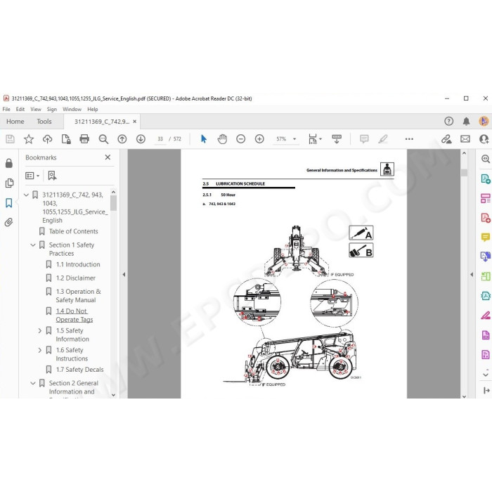 JLG Telehandler 1255 service manual