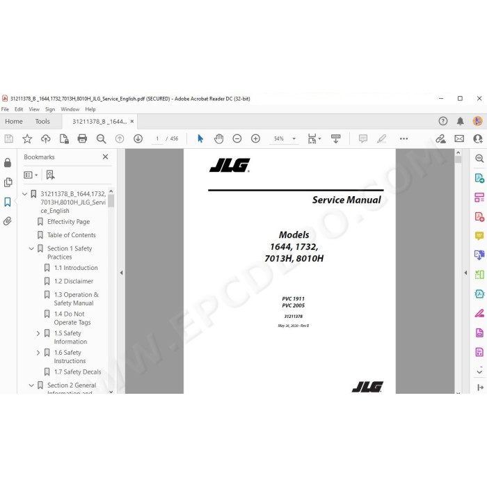 JLG Telehandler 1644 service manual