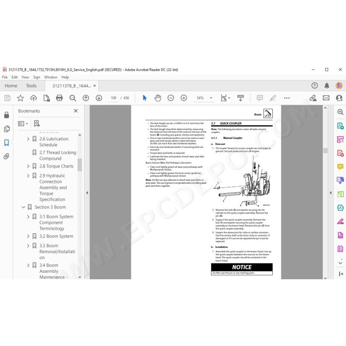 JLG Telehandler 1644 service manual