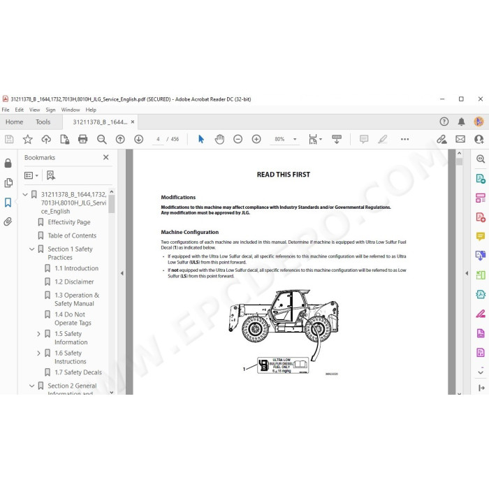 JLG Telehandler 1732 service manual
