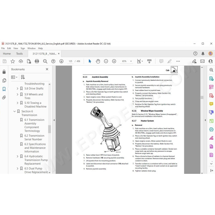 JLG Telehandler 1732 service manual