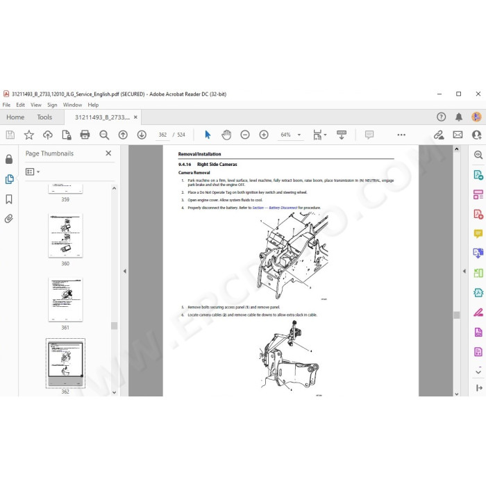 JLG Telehandler 2733 service manual