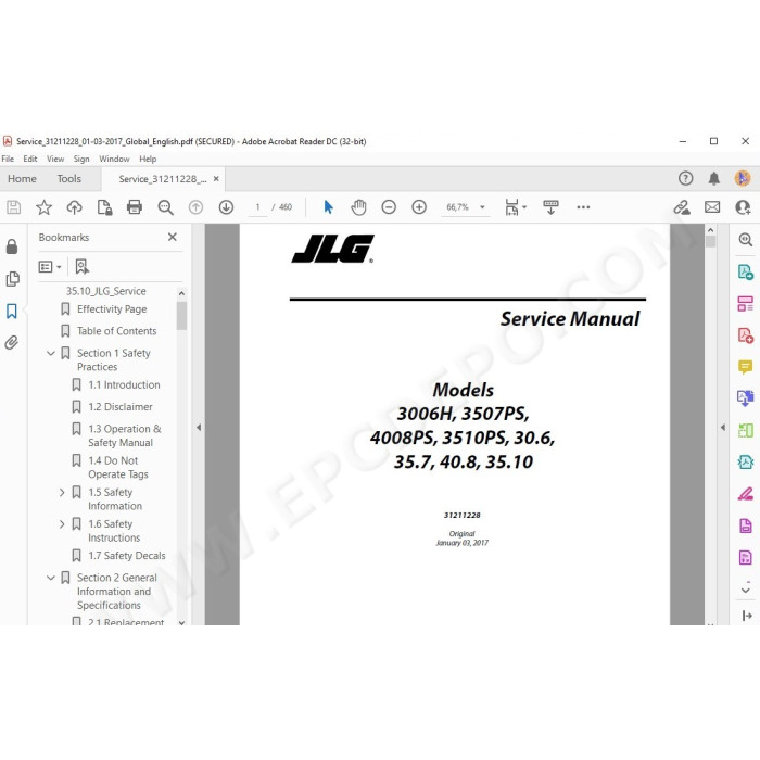 JLG Telehandler 3006H service manual