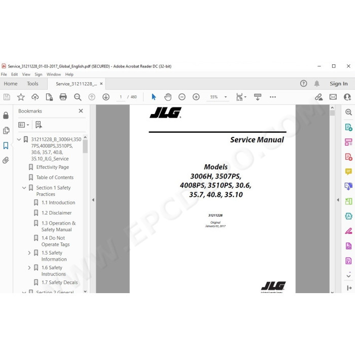 JLG Telehandler 3510PS service manual