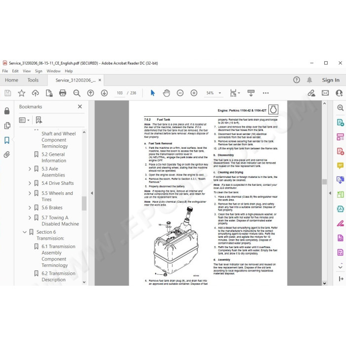 JLG Telehandler 3513PS service manual