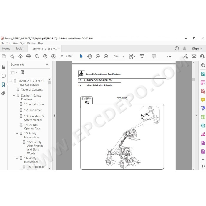 JLG Telehandler 3513 service manual