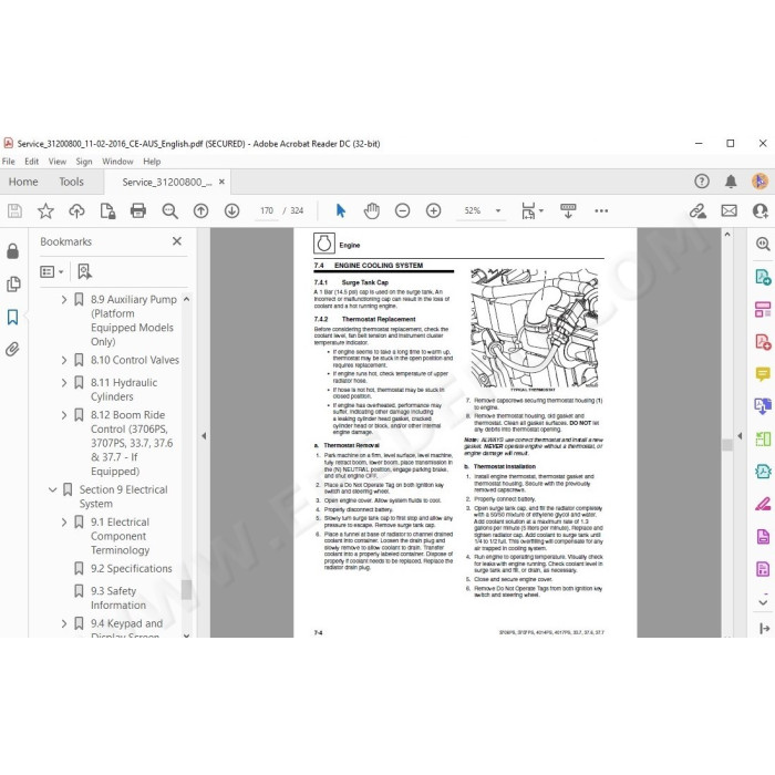 JLG Telehandler 3707PS service manual
