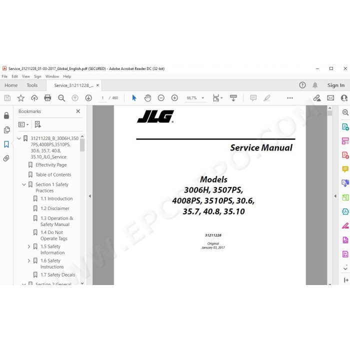 JLG Telehandler 4008 4008PS service manual