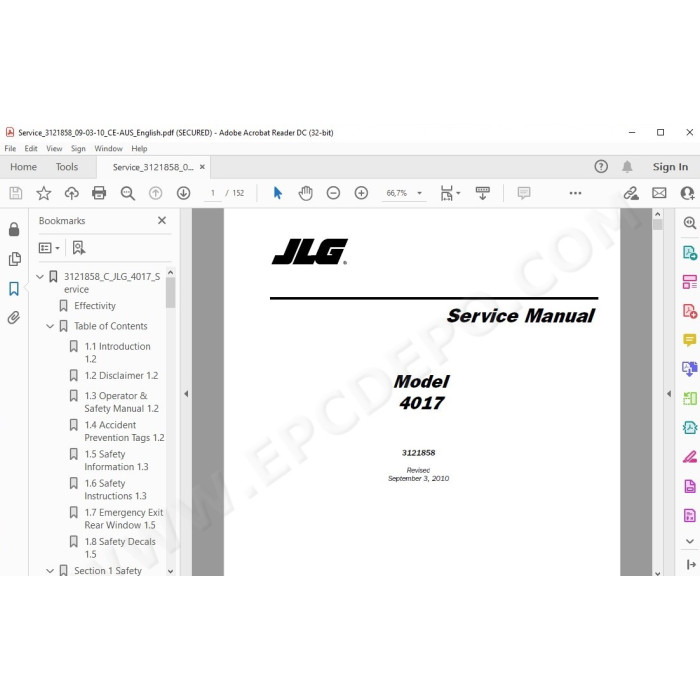 JLG Telehandler 4017 service manual