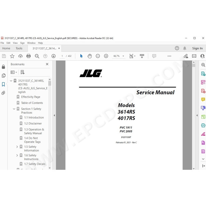 JLG Telehandler 4017RS service manual
