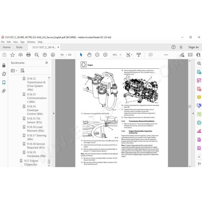 JLG Telehandler 4017RS service manual