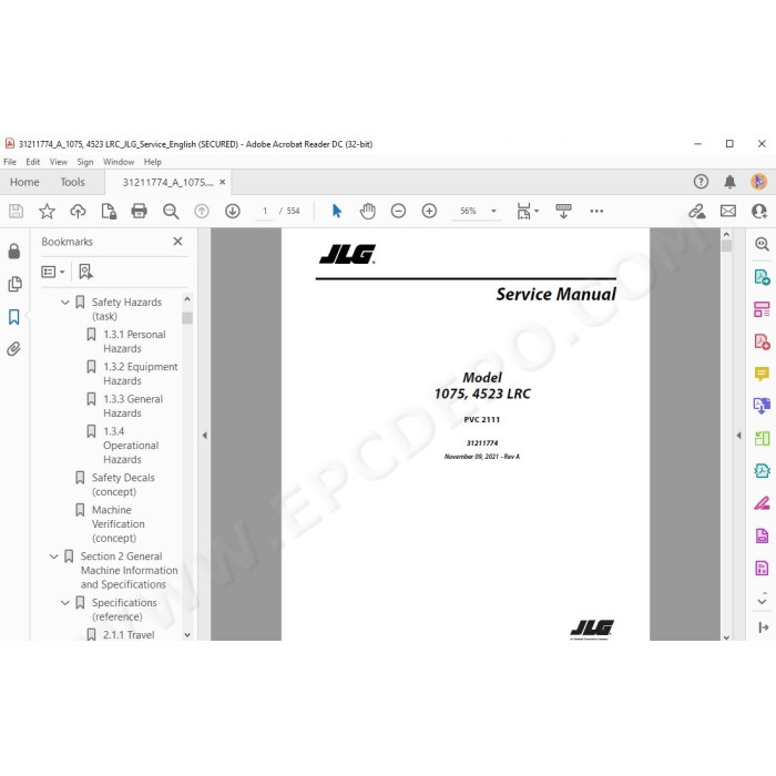 JLG Telehandler 4523 service manual