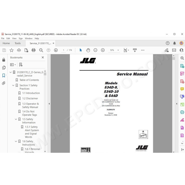 JLG Telehandler 534D-10 service manual