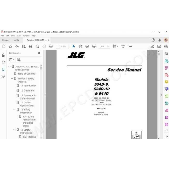 JLG Telehandler 534D-9 service manual