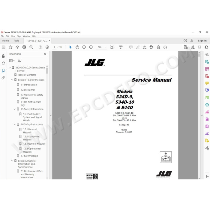 JLG Telehandler 544D service manual